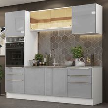 Cozinha Completa Madesa Lux 240002 com Armário e Balcão Branco/Cinza