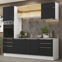 Cozinha Completa Madesa Lux 240002 com Armário e Balcão Branco/Preto