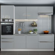 Cozinha Completa Madesa Lux com Armário e Balcão 6 Portas 5 Gavetas Branco/Cinza