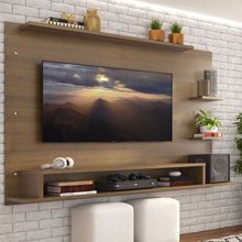 Painel para TV até 60 Polegadas Madesa Alfa com Prateleiras e Nichos Rustic