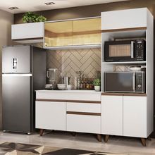 Armário de Cozinha Completa Madesa Reims 260001 com Balcão e Tampo Branco