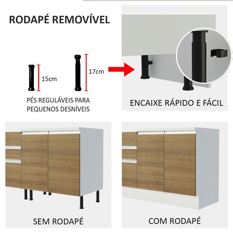 Cozinha Completa 100% Mdf Madesa Smart 300 cm Com Armário, Balcão