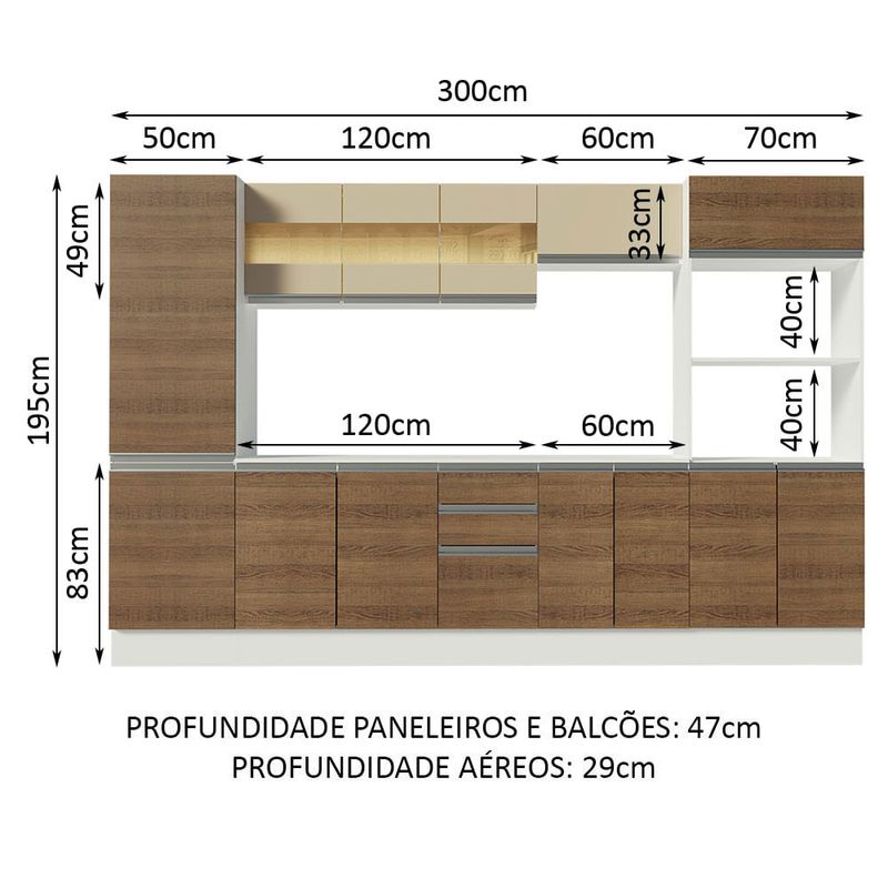 Compre online armário de cozinha completa 300cm