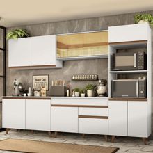 Armário de Cozinha Completa Madesa Reims 310001 com Balcão e Tampo Branco