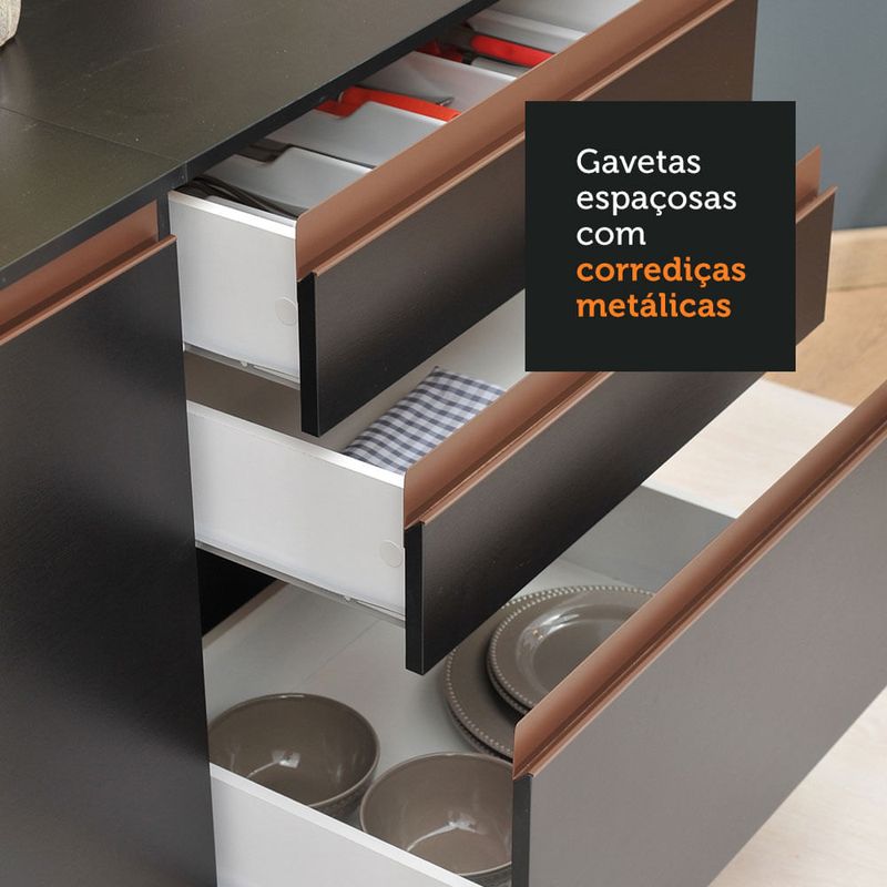 Cozinha Completa de Canto Madesa Reims 462001 com Armário e Balcão - Preto