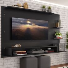 Painel para TV até 60 Polegadas Madesa Alfa com Prateleiras e Nichos Preto