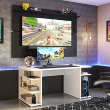Mesa para Computador Gamer e Painel TV Madesa Branco/Preto