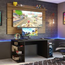 Mesa para Computador Gamer e Painel TV Madesa Preto/Rustic