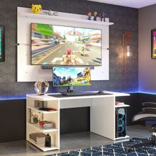 Mesa para Computador Gamer e Painel TV Madesa Branco