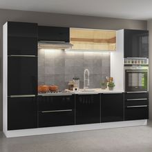 Cozinha Completa Madesa Lux com Armário e Balcão Branco/Preto