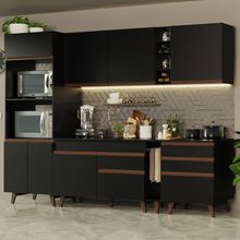 Cozinha Completa Madesa Reims 270002 com Armário e Balcão Preto