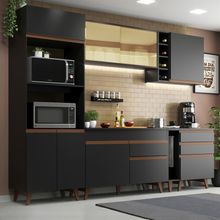 Cozinha Completa Madesa Reims 270001 com Armário e Balcão Preto
