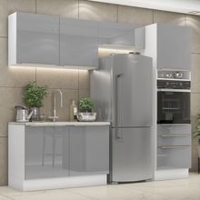 Cozinha Completa Madesa Lux 260005 com Armário e Balcão Branco/Cinza