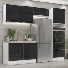 Cozinha Completa Madesa Lux 260005 com Armário e Balcão Branco/Preto