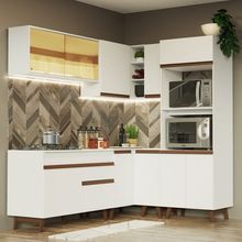 Cozinha Completa de Canto Madesa Reims 367001 com Armário e Balcão Branco