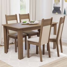 Conjunto Sala de Jantar Madesa Cali Mesa Tampo de Madeira com 4 Cadeiras Rustic/Crema/Bege