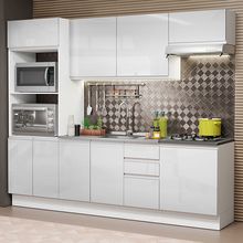 Cozinha Completa 100% MDF Madesa Acordes 250003 com Armário e Balcão (Sem Tampo e Pia) Frentes Branco Brilho