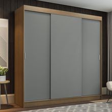 Guarda-Roupa Casal Madesa Reno 3 Portas de Correr Rustic/Cinza