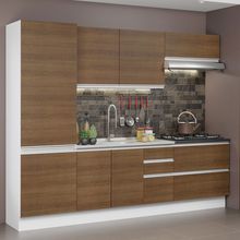Cozinha Completa 100% MDF Madesa Acordes 260001 com Armário e Balcão (Sem Tampo e Pia) Branco/Rustic
