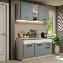 Cozinha Compacta Madesa Agata 150001 com Armário e Balcão (Com Tampo) Branco/Cinza