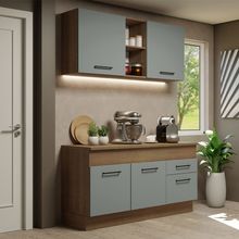 Cozinha Compacta Madesa Agata 150001 com Armário e Balcão (Com Tampo) Rustic/Cinza
