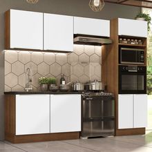 Cozinha Completa Madesa Lux 270001 com Armário e Balcão Rustic/Branco Veludo