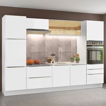 Cozinha Completa Madesa Lux com Armário e Balcão Branco/Branco Veludo