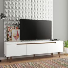 Rack Retrô Madesa Reims para TV até 75 Polegadas Pés de Madeira Branco