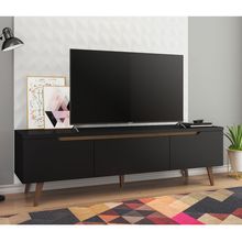 Rack Retrô Madesa Reims para TV até 75 Polegadas Pés de Madeira Preto