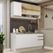 Cozinha Completa Madesa Glamy 160002 com Armário e Balcão (Sem Tampo e Pia) Branco