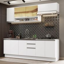 Cozinha Completa Madesa Glamy 240003 com Armário e Balcão (Sem Tampo e Pia) Branco