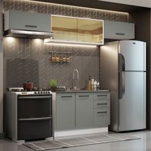 Cozinha Compacta Madesa Agata 280003 com Armário e Balcão (Sem Tampo) Branco/Cinza