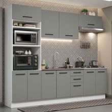 Cozinha Completa Madesa Agata 270001 com Armário e Balcão (Sem Tampo e Pia) Branco/Cinza