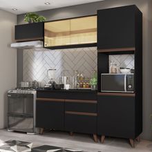 Cozinha Completa Madesa Reims 250003 com Armário e Balcão Preto