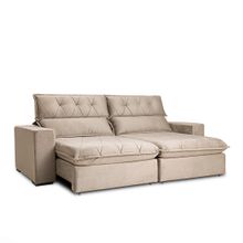 Sofa Retrátil e Reclinável 5 Estágios em Veludo 110x290x125cm Flexforma Estofados Viena