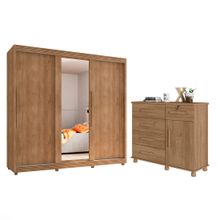 Guarda Roupa Casal 3 Portas 5 Gavetas Veneto e Cômoda 1 Porta 5 Gavetas Monaco Lanza