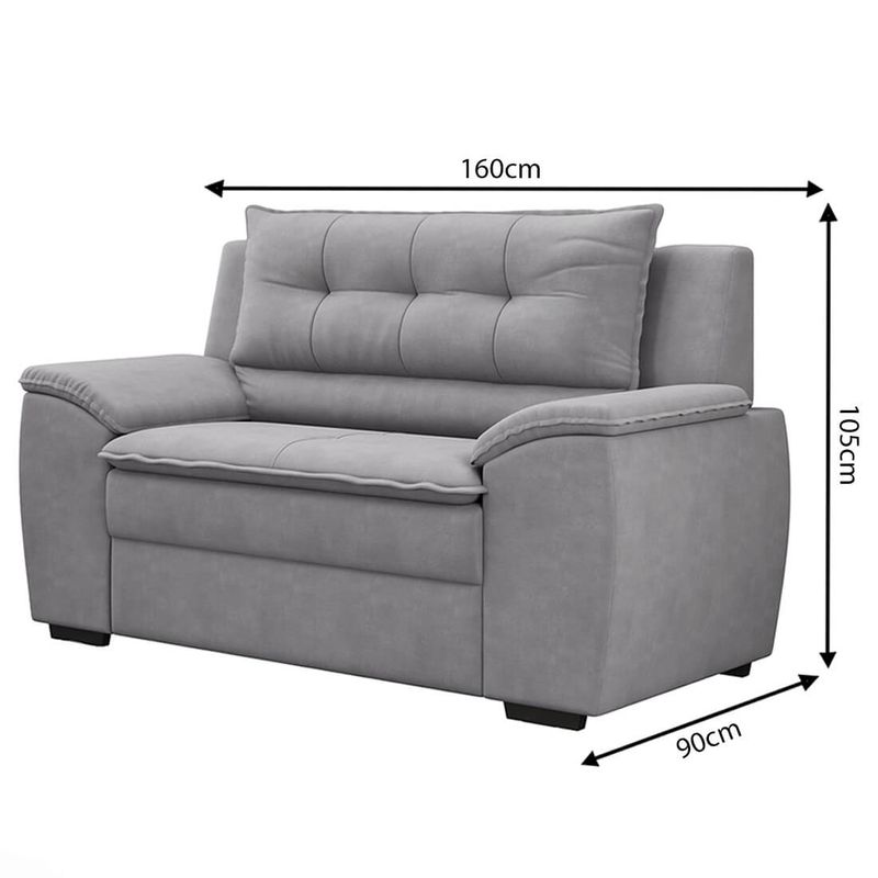 Sofa 2 Lugares em Suede com Almofadas Fixas e Fibra Siliconada 105x160x90cm  Flexforma Dommus