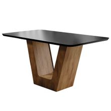 Mesa de Jantar Retangular 4 Lugares com Verniz Vitreo Alto Brilho Moscou Dobue 78x90x135cm