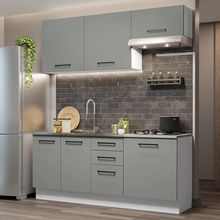 Armário de Cozinha Completa 180cm Branco Cinza Agata Madesa 03