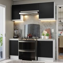 Armário de Cozinha Completa 180cm Branco/Preto Glamy Madesa 12