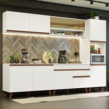 Armário de Cozinha Completa 300cm Branco Reims Madesa 02