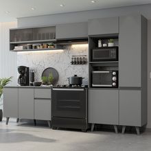Armário de Cozinha Completa 300cm Cinza Nice Madesa 08