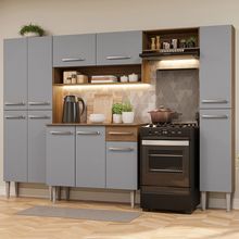Armário de Cozinha Completa 261cm Rustic/Cinza Emilly Hit Madesa