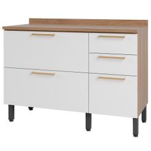 Armário de Cozinha Balcão 3 Portas 2 Gavetas Topázio 120cm