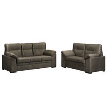 Sofá 2 e 3 Lugares em Suede com Braços Espuma D23 e Almofadas Fixas Takei Estofados Valença