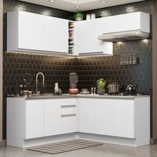 Armário de Cozinha Completa de Canto 349cm Branco Glamy Madesa 03