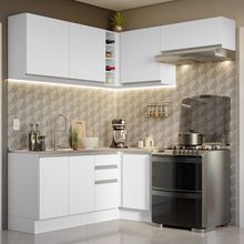 Armário de Cozinha Completa de Canto 349cm Branco Glamy Madesa 07