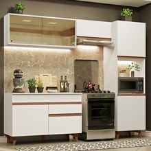 Armário de Cozinha Completa 250cm Branco Reims Madesa XA03