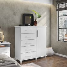 Cômoda Sapateira 1 Porta 5 Gavetas MDF Resistente Lanza Austria 120x118x45cm