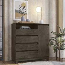 Cômoda Sapateira 1 Porta 4 Gavetas com Nicho Incabrás Jade 115x110x47cm